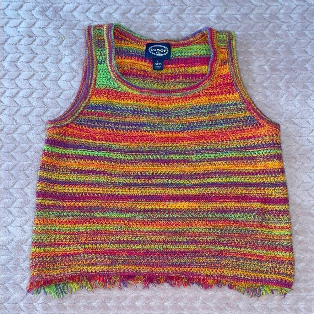 Scoop Kids Crochet Striped Colorful Tank Top